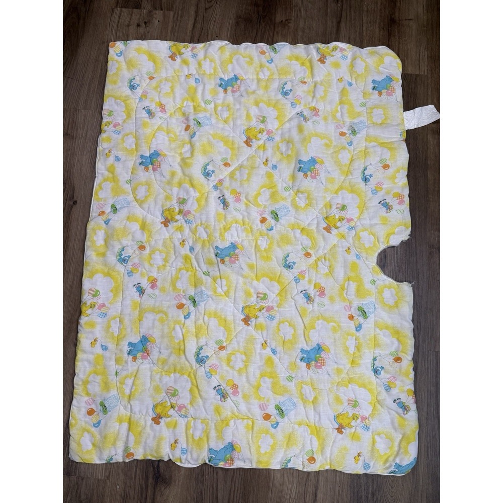 Vtg Sesame Street Baby Nursery Crib Blanket Elmo Big Bird Cookie Monster Balloon